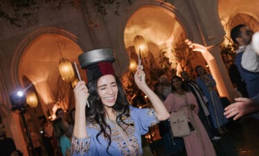 tourist dancing in moroccan style